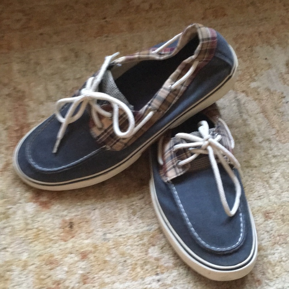 Sperry Top Sider Blue Plaid Canvas Shoe